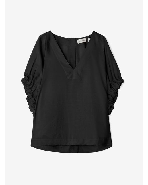 House of Dagmar White Rouched V-Neck Top