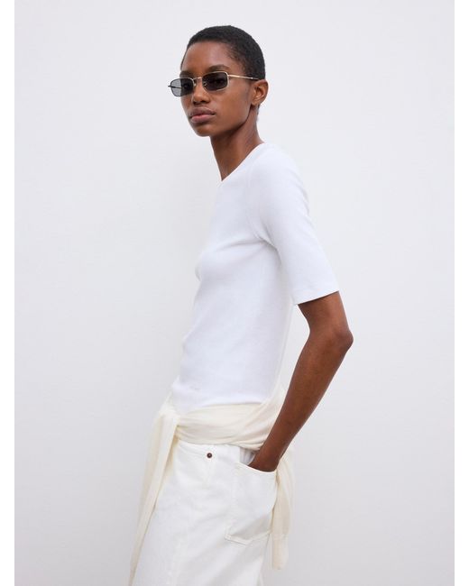 House of Dagmar White Fitted Rib T-Shirt