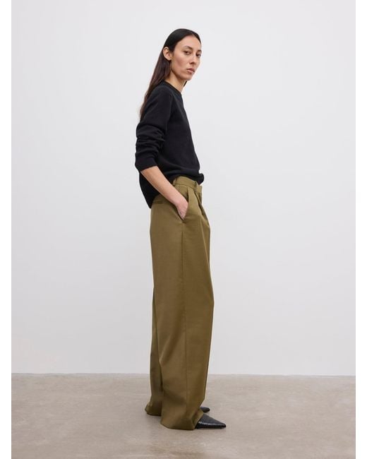 House of Dagmar Green Relaxed Wool Trousers