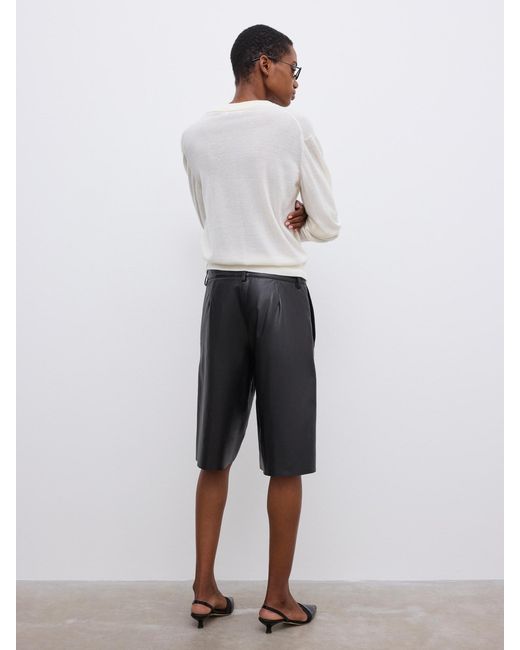 House of Dagmar White Boxy Leather Shorts