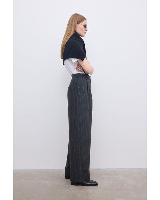 House of Dagmar Blue Relaxed Suit Trouser Pinstripe