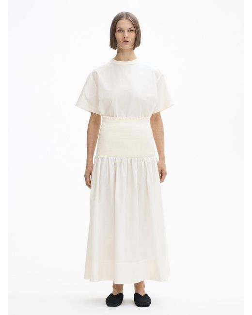 House of Dagmar White Shirred Skirt