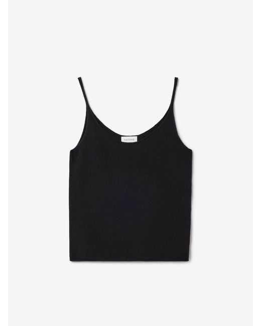 House of Dagmar Black Knitted Strap Top Cashmere Blend