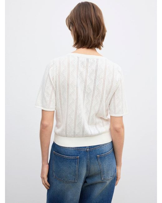 House of Dagmar Blue Pointelle Knit Top