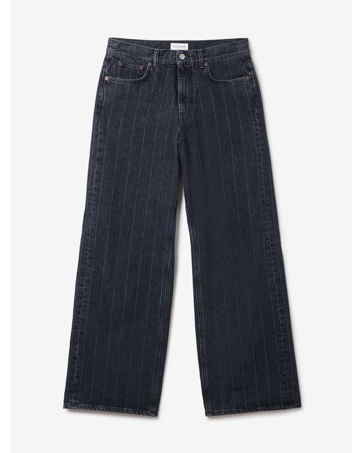 House of Dagmar White Baggy Fit Denim Pinstripe