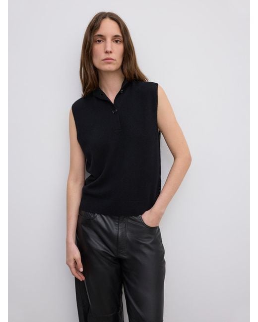 House of Dagmar Black Sleeveless Knit Top Cashmere Blend