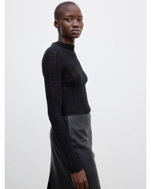 House of Dagmar Black Lace Knit Top