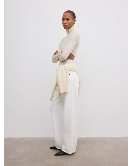 House of Dagmar White Wool Jersey Rollneck
