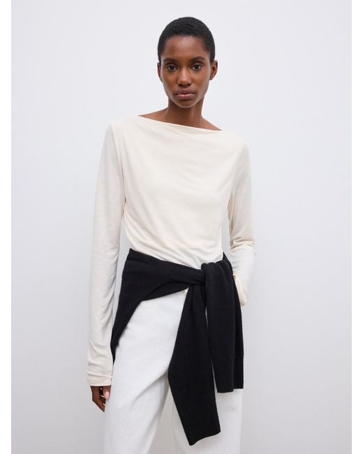 House of Dagmar White Ls Square Neck Top