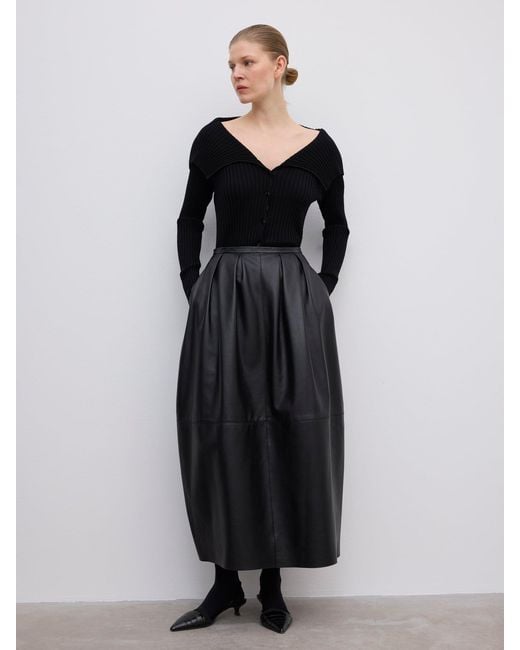 House of Dagmar Black Merino Rib Cardigan