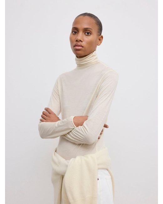 House of Dagmar White Wool Jersey Rollneck