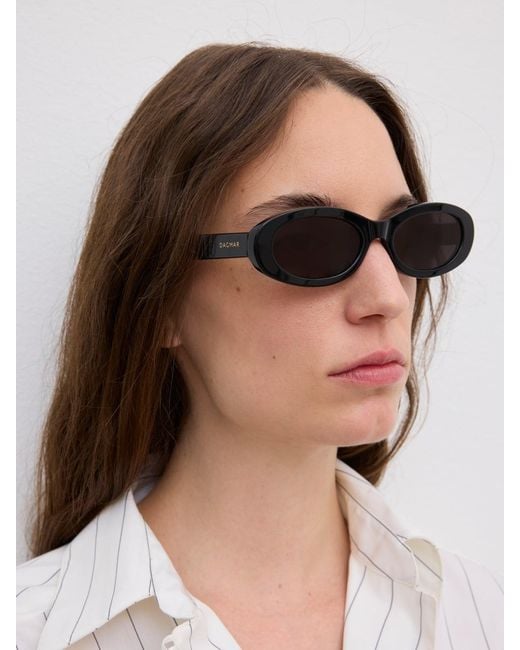 House of Dagmar Black Wide Oval Sunglasses