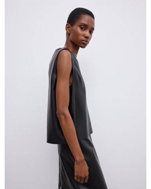 House of Dagmar Black Leather Top