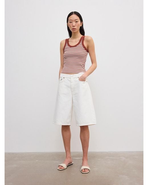 House of Dagmar White Ribbed Tank Top