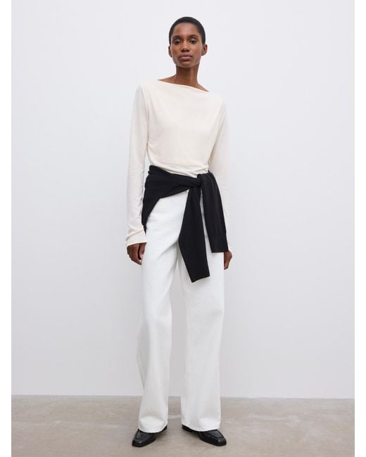 House of Dagmar White Ls Square Neck Top