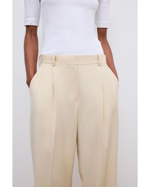House of Dagmar White Relaxed Wool Trouser