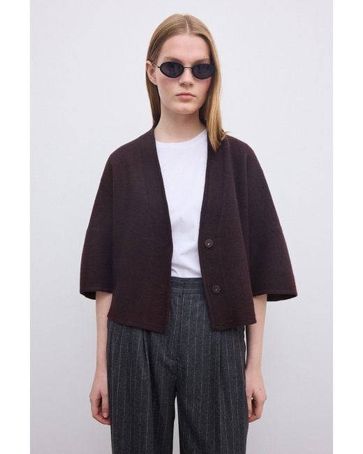 House of Dagmar Blue Short Wool Cardigan