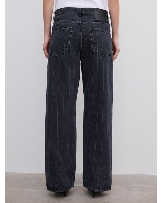 House of Dagmar White Baggy Fit Denim Pinstripe
