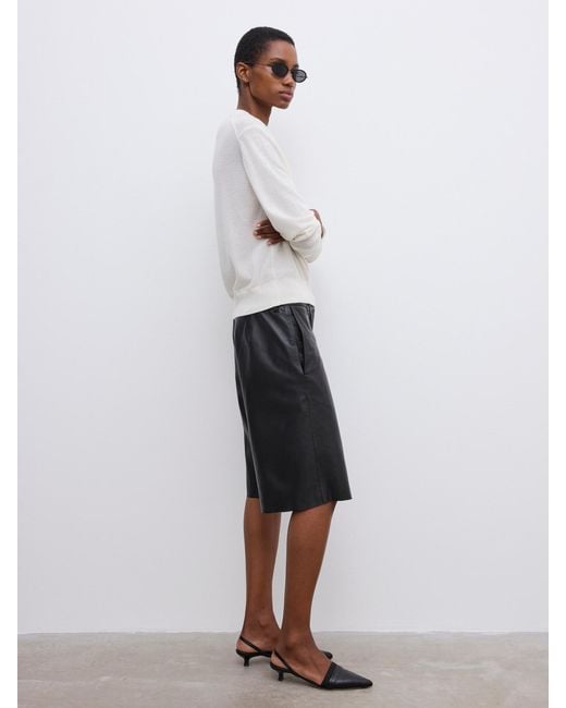 House of Dagmar White Boxy Leather Shorts