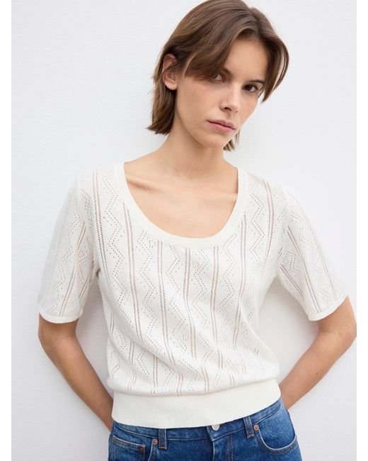 House of Dagmar Blue Pointelle Knit Top