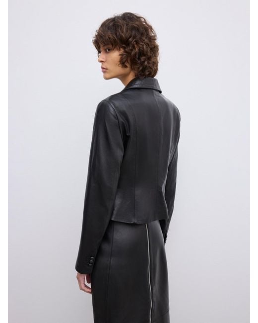 House of Dagmar Gray Slim Tailored Blazer Leather