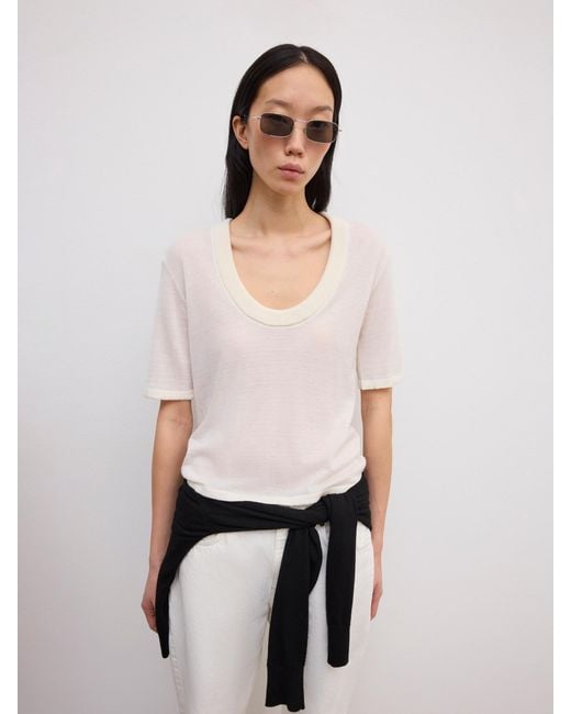 House of Dagmar White Cashmere Knit Top
