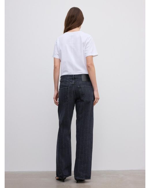 House of Dagmar White Baggy Fit Denim Pinstripe