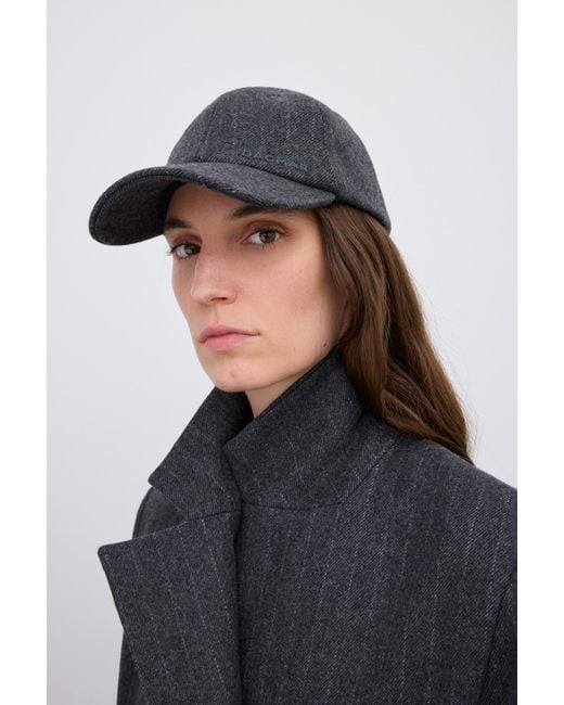 House of Dagmar Blue Wool Pinstripe Cap