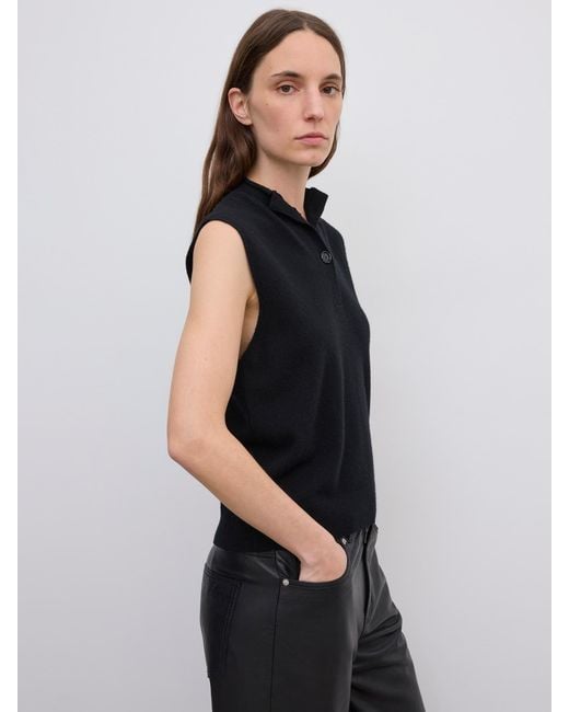 House of Dagmar Black Sleeveless Knit Top Cashmere Blend