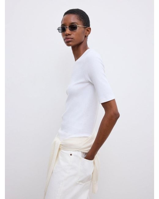 House of Dagmar White Fitted Rib T-Shirt