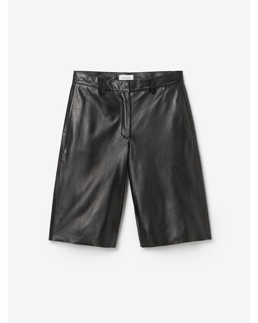 House of Dagmar White Boxy Leather Shorts