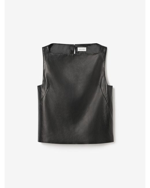 House of Dagmar Black Leather Top