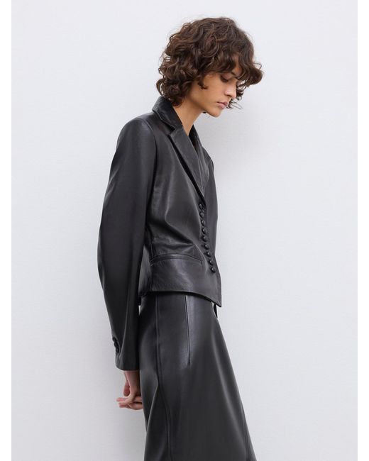 House of Dagmar Gray Slim Tailored Blazer Leather