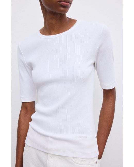 House of Dagmar White Fitted Rib T-Shirt