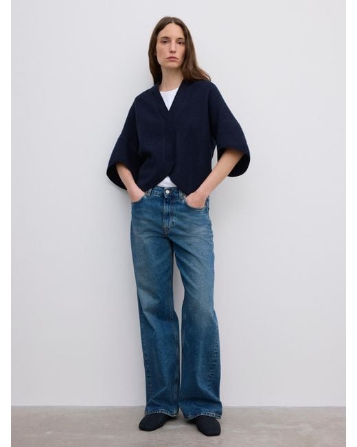 House of Dagmar Blue Short Wool Cardigan