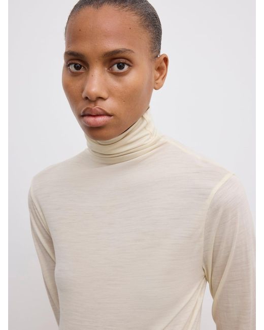 House of Dagmar White Wool Jersey Rollneck