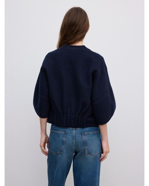 House of Dagmar Blue Short Wool Cardigan