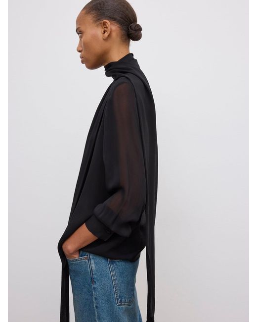 House of Dagmar Blue Chiffon Scarf Blouse