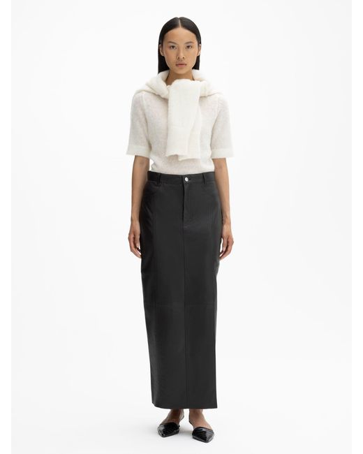 House of Dagmar Black Maxi Leather Skirt