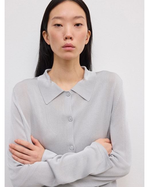House of Dagmar White Fluid Knit Shirt
