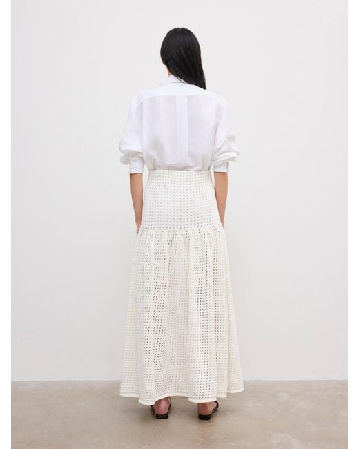 House of Dagmar White Open Knit Maxi Skirt