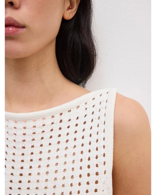House of Dagmar White Open Knit Top