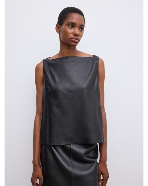 House of Dagmar Black Leather Top