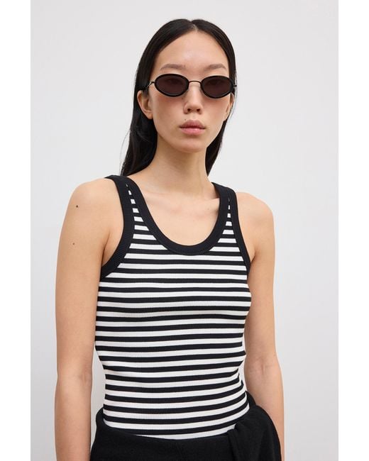 House of Dagmar White Ribbed Tank Top