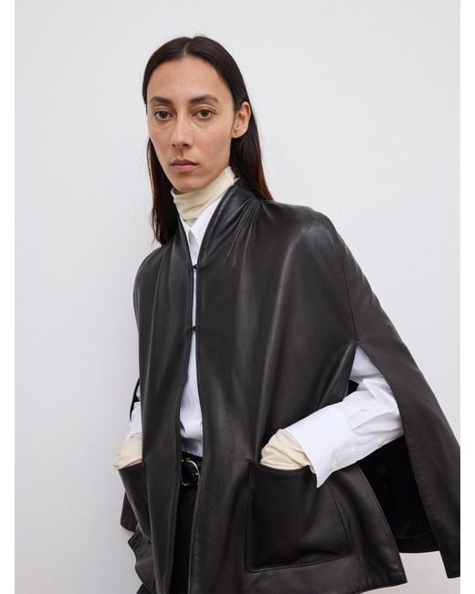 House of Dagmar Black Leather Cape