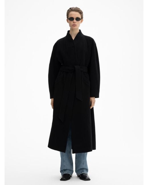 House of Dagmar Black Oversize Belted Coat