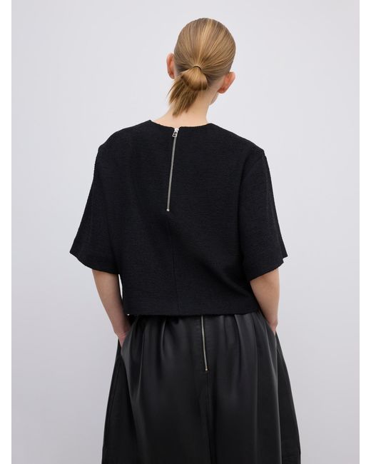 House of Dagmar Black Woven Bouclé T-Shirt