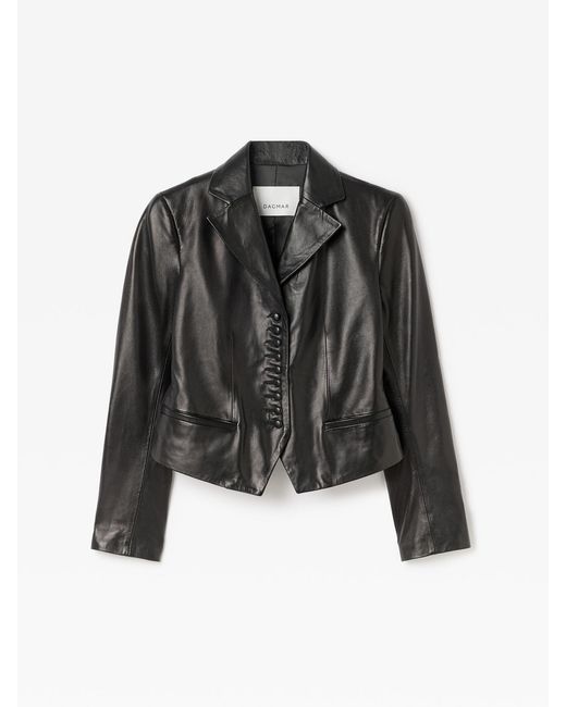 House of Dagmar Gray Slim Tailored Blazer Leather