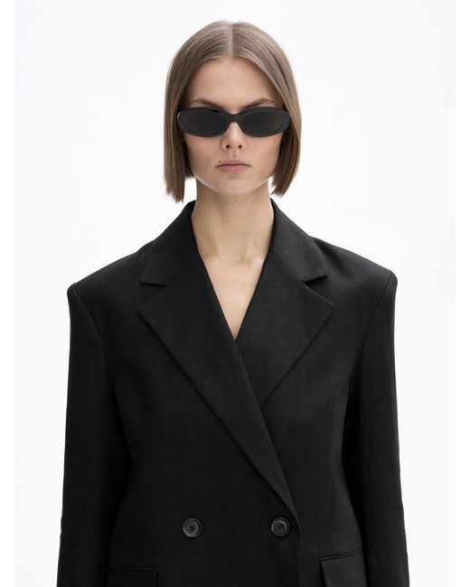 House of Dagmar Black Wide Oval Sunglasses
