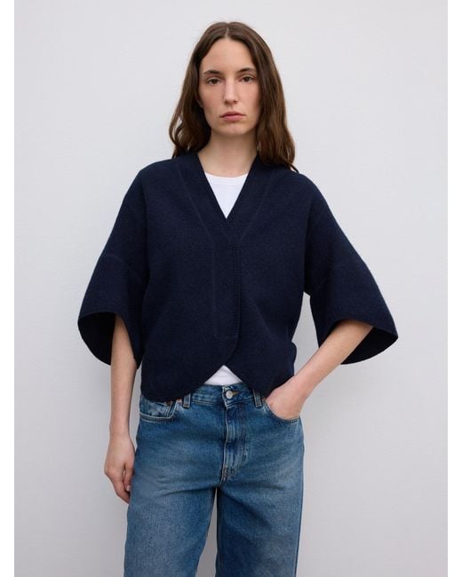 House of Dagmar Blue Short Wool Cardigan